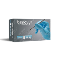 Перчатки нитриловые Benovy Dental Formula - текстурированные на пальцах, XS, S, M, 4гр., 100 пар, цвет: голубой