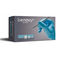 Перчатки нитриловые Benovy Dental Formula - текстурированные на пальцах, XS, S, M, L 4гр., 50 пар, цвет: голубой